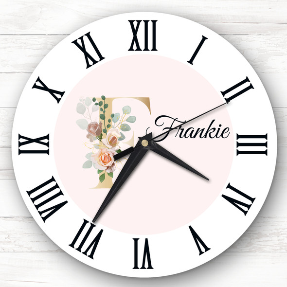 Floral Alphabet Name Initial Letter F Personalised Gift Personalised Clock