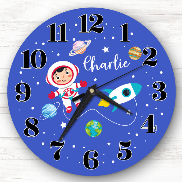 Boy Astronaut Planets Space Rocket Personalised Gift Personalised Clock
