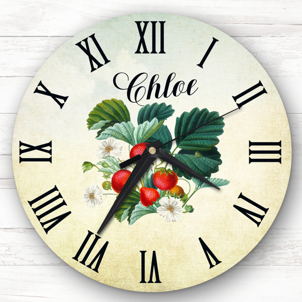 Retro Vintage Strawberry Kitchen Personalised Gift Personalised Clock