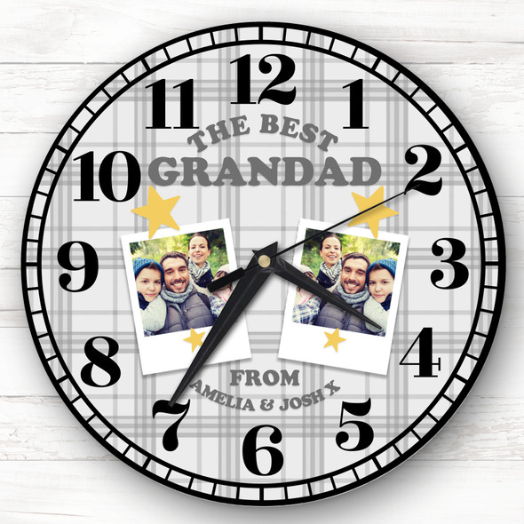 Best Grandad Grey Photos Tartan Personalised Gift Personalised Clock
