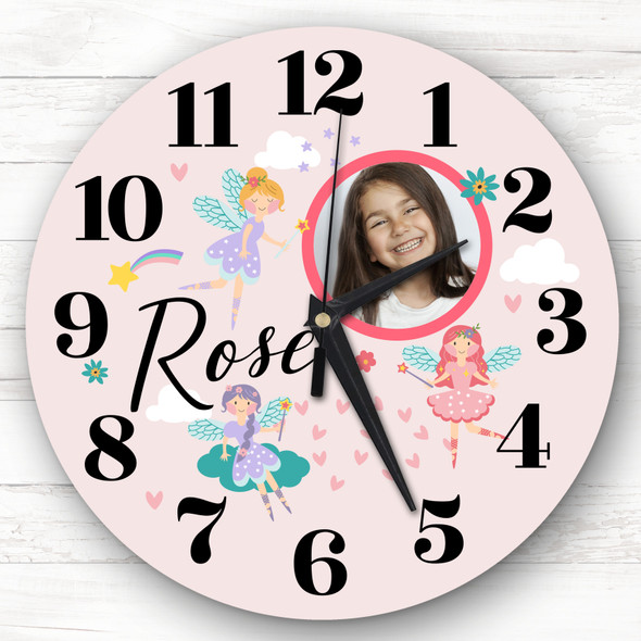 Fairies Photo Frame Dusky Pink Personalised Gift Personalised Clock