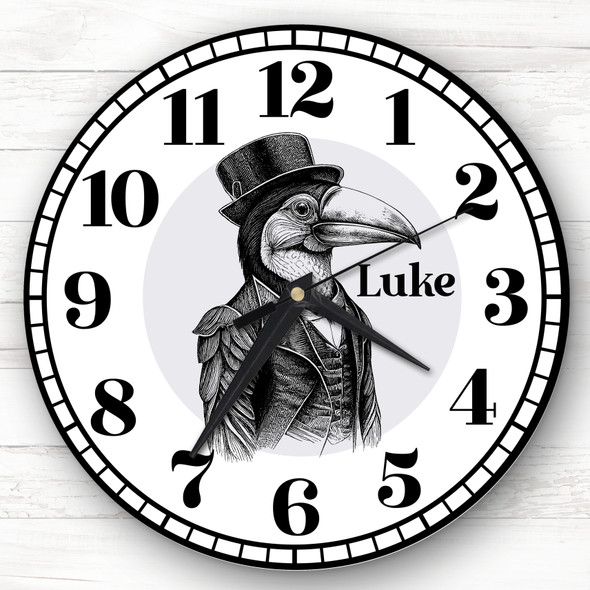Toucan In A Suit Vintage Retro Personalised Gift Personalised Clock