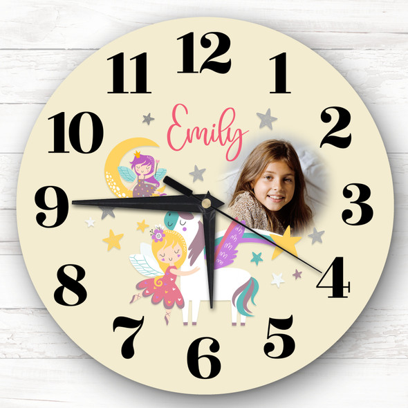Fairy Unicorn Girl Yellow Personalised Gift Personalised Clock