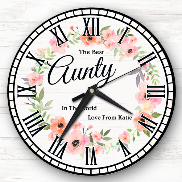 Best Aunty Floral Wreath Personalised Gift Personalised Clock