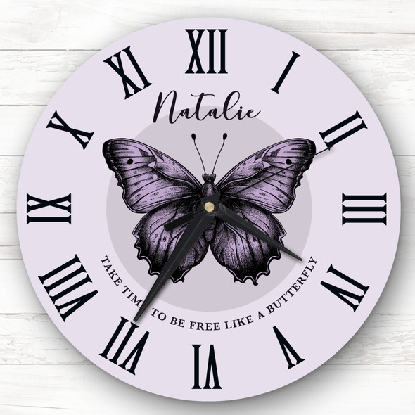 Purple Butterfly Be Free Personalised Gift Personalised Clock