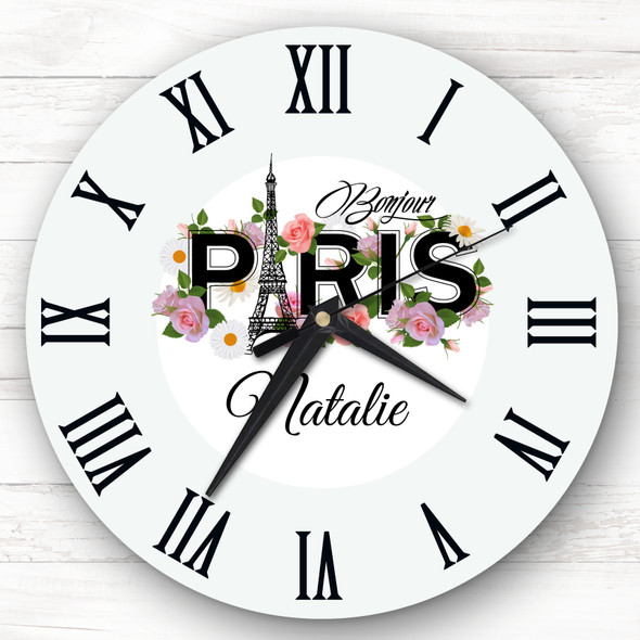 Paris Daisy Personalised Gift Personalised Clock