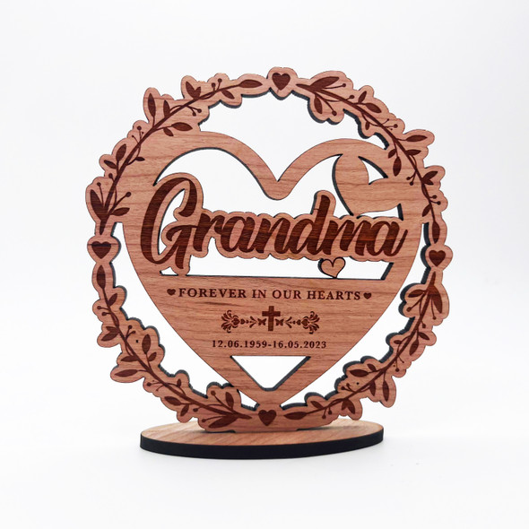 Wood Grandma Memorial Wreath Forever In Our Hearts Keepsake Personalised Gift