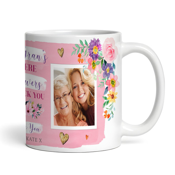 Gran Gift Pink Flowers Photo Tea Coffee Personalised Mug