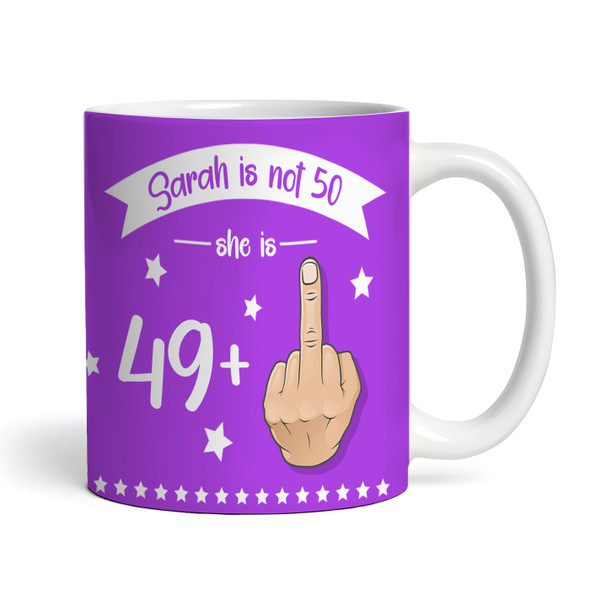 Funny 50th Birthday Gift Middle Finger 49+1 Joke Purple Photo Personalised Mug