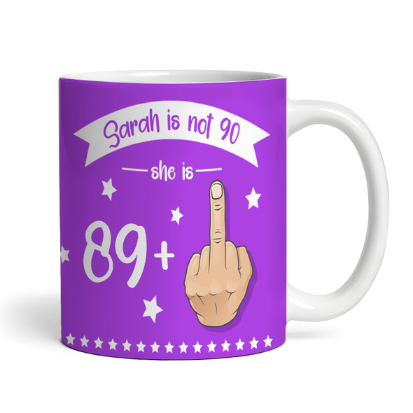 Funny 90th Birthday Gift Middle Finger 89+1 Joke Purple Photo Personalised Mug