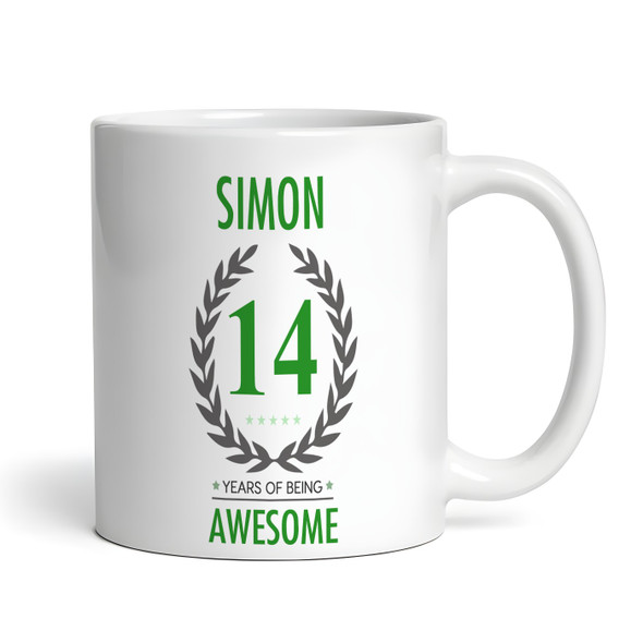 Present For Teenage Boy 14th Birthday Gift 14 Awesome Green Personalised Mug