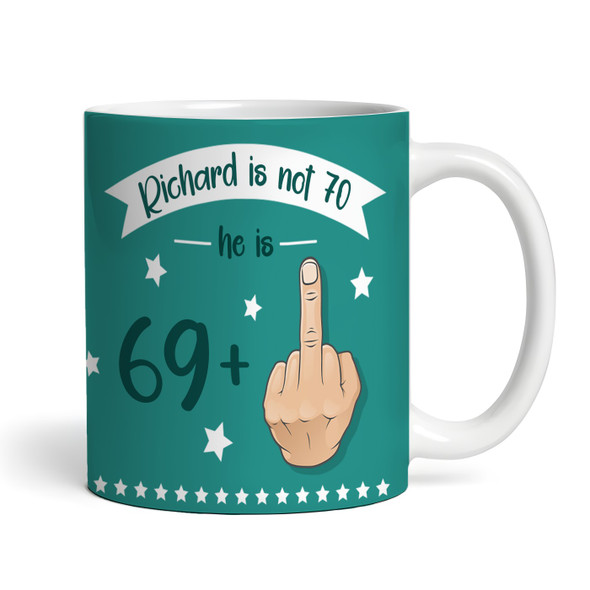 Funny 70th Birthday Gift Middle Finger 69+1 Joke Green Photo Personalised Mug