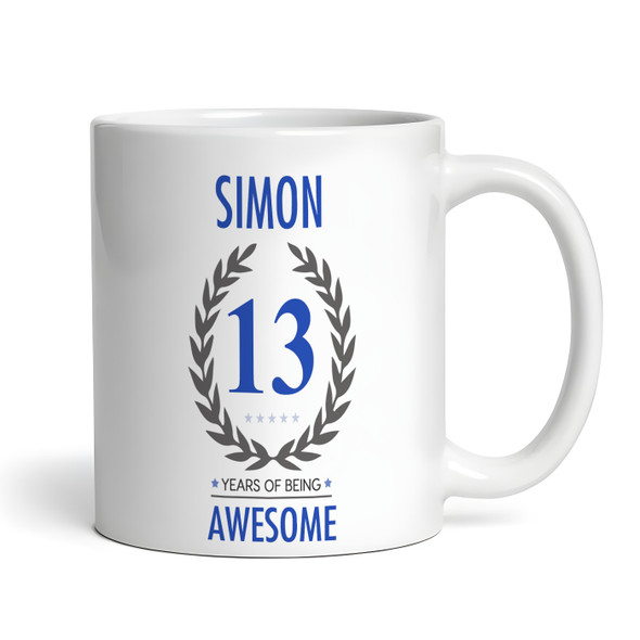 Present For Teenage Boy 13th Birthday Gift 13 Awesome Blue Personalised Mug