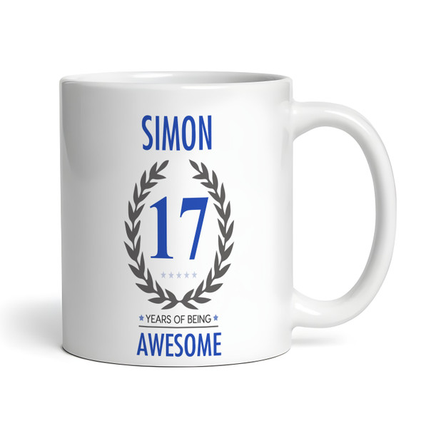 Present For Teenage Boy 17th Birthday Gift 17 Awesome Blue Personalised Mug