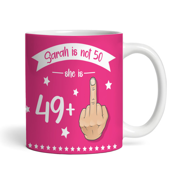Funny 50th Birthday Gift Middle Finger 49+1 Joke Pink Photo Personalised Mug