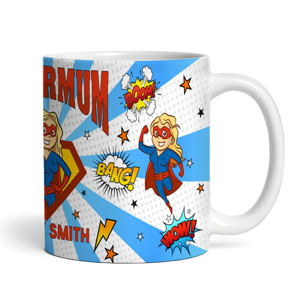Gift For Mum Blond Hair Female Superhero Tea Coffee Cup Personalised Mug