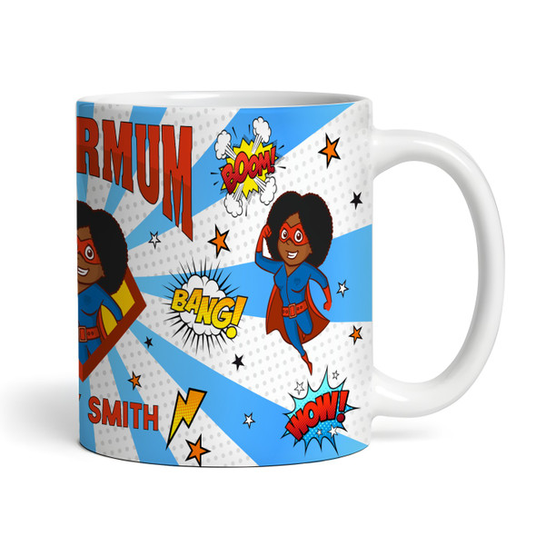 Gift For Mum Dark Skin Female Superhero Tea Coffee Cup Personalised Mug