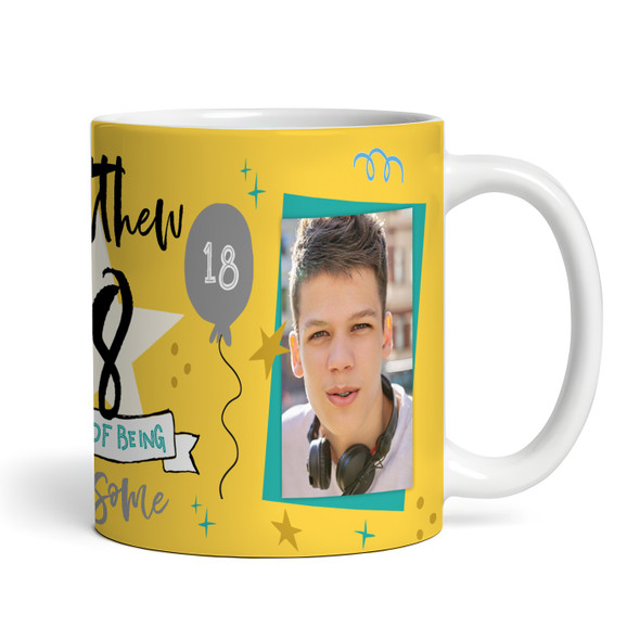 18 Years Photo 18th Birthday Gift For Teenage Boy Yellow Personalised Mug