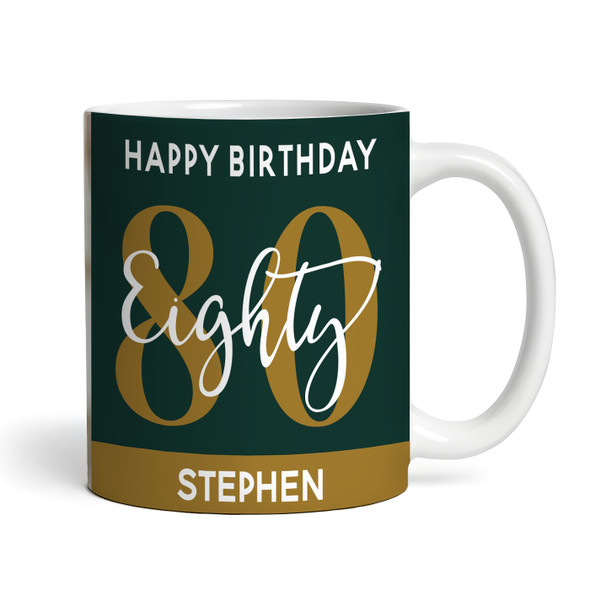 80th Birthday Photo Gift For Him Green Gold Tea Coffee Cup Personalised Mug