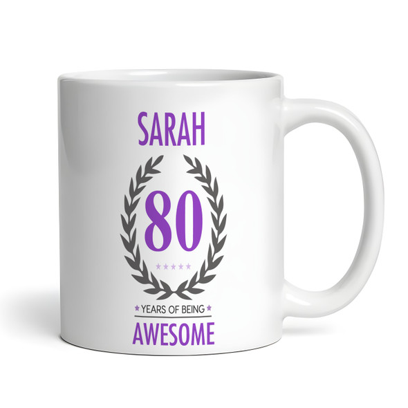 80th Birthday Gift For Women Purple Ladies Birthday Present Personalised Mug