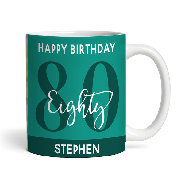 80th Birthday Photo Gift For Him Green Tea Coffee Cup Personalised Mug