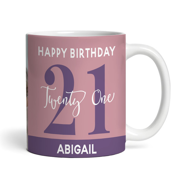 21st Birthday Photo Gift Dusky Pink Tea Coffee Cup Personalised Mug