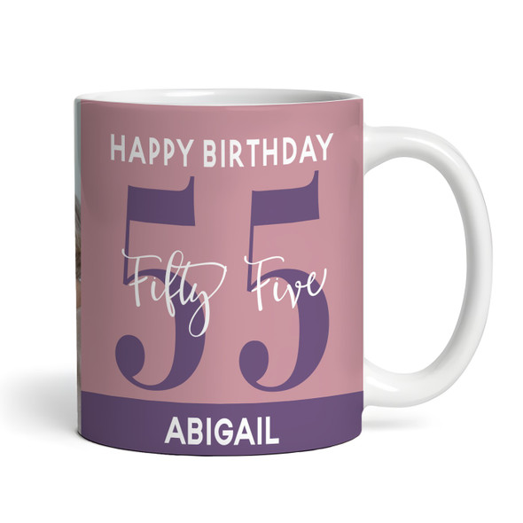 55th Birthday Photo Gift Dusky Pink Tea Coffee Cup Personalised Mug