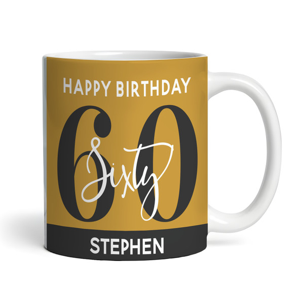 60th Birthday Gift Gold Black Photo Tea Coffee Cup Personalised Mug