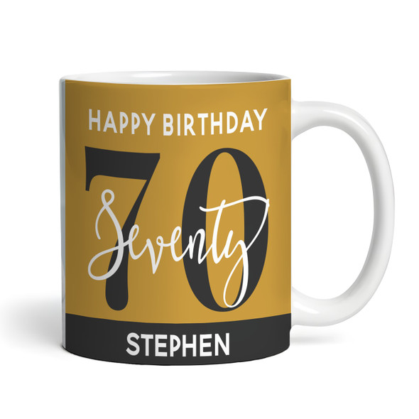 70th Birthday Gift Gold Black Photo Tea Coffee Cup Personalised Mug