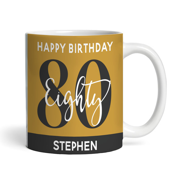 80th Birthday Gift Gold Black Photo Tea Coffee Cup Personalised Mug