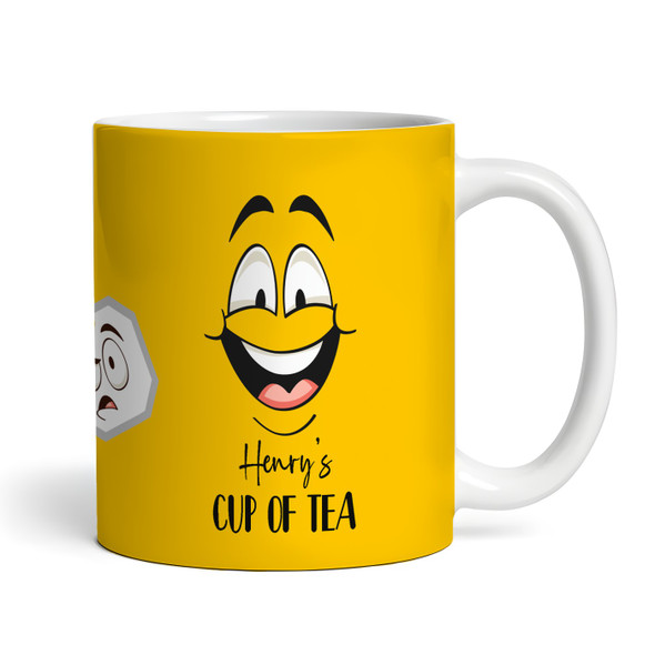 Yellow Background Funny Faces Tea Coffee Cup Custom Gift Personalised Mug