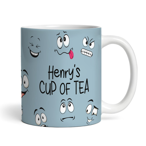 Blue Cup Of Tea Funny Faces Tea Coffee Cup Custom Gift Personalised Mug