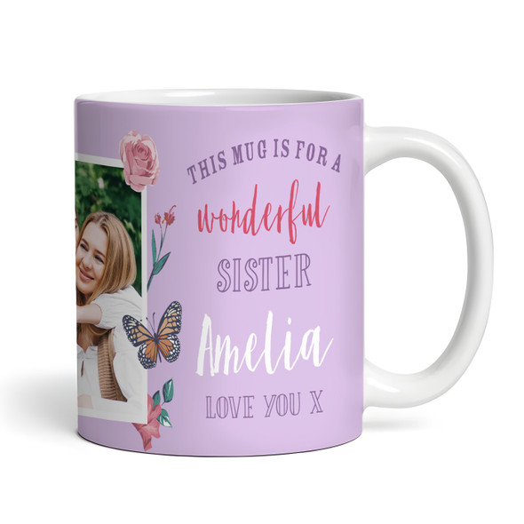 Gift For Sister Photo Purple Butterfly Tea Coffee Cup Personalised Mug