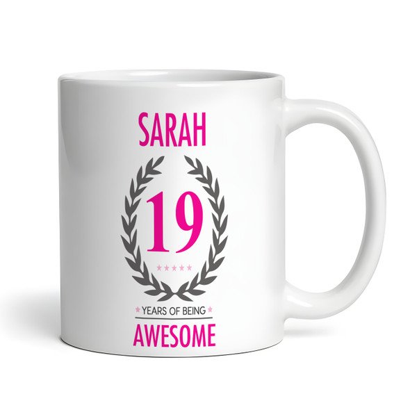 Present For Teenage Girl 19th Birthday Gift 19 Awesome Pink Personalised Mug