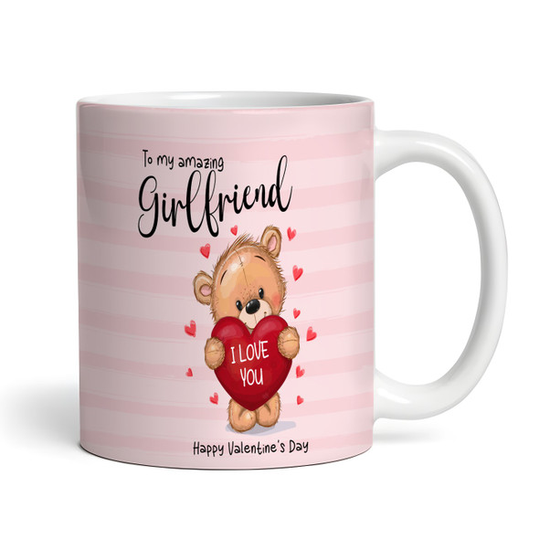 Girlfriend Pink Background Teddy Bear Holding Heart Personalised Mug