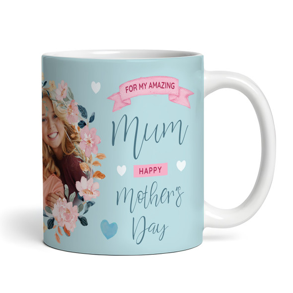 Mum Mother's Day Gift Photo Blue Flower Thank You Personalised Mug
