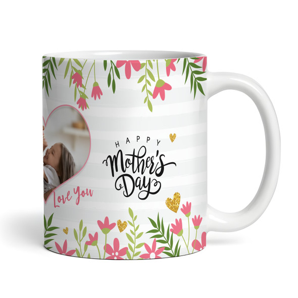 Heart Floral Mum Mother's Day Gift Photo Personalised Mug