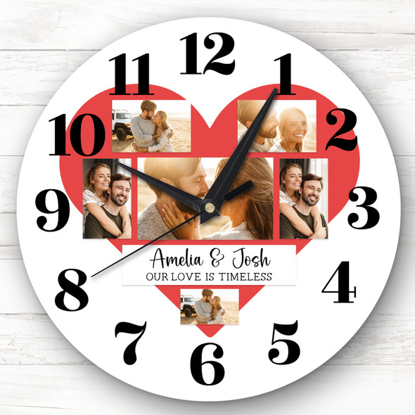 Love Timeless Photos Valentine's Day Gift Anniversary White Personalised Clock