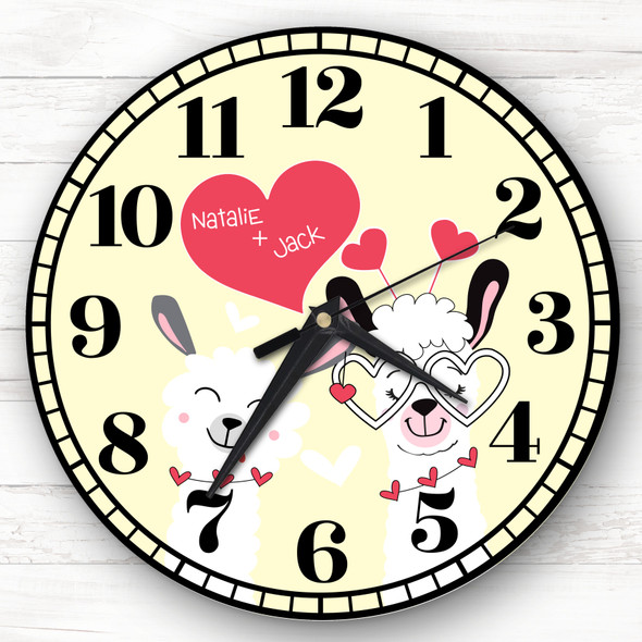 Lama Love Couple Yellow Anniversary Or Valentine's Day Gift Personalised Clock