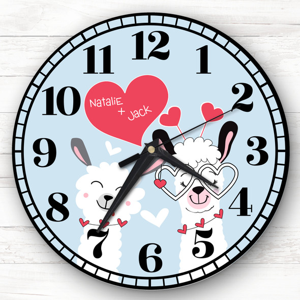 Lama Love Couple Pink Anniversary Or Valentine's Day Gift Personalised Clock