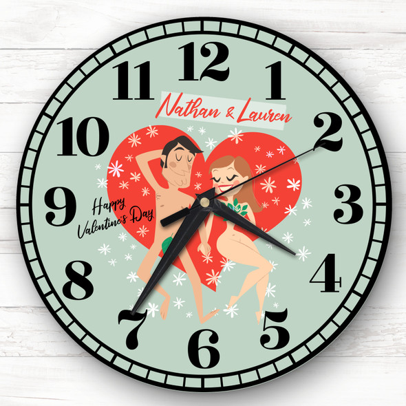 Green Sexy Couple Sleeping Valentine's Day Gift Personalised Clock