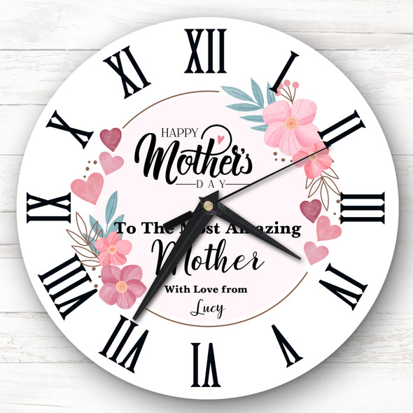 Pink Floral The Most Amazing Mother's Day Gift Personalised Clock