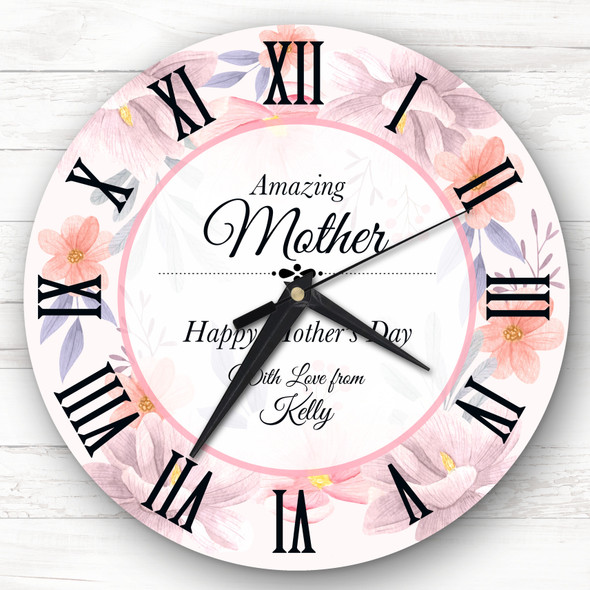 Amazing Mother Floral Mother's Day Gift Personalised Clock