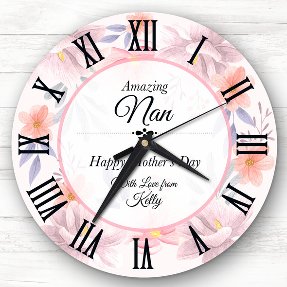 Amazing Nan Floral Mother's Day Gift Personalised Clock