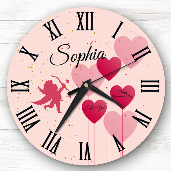 Red Pink Heart Valentine's Gift Personalised Clock