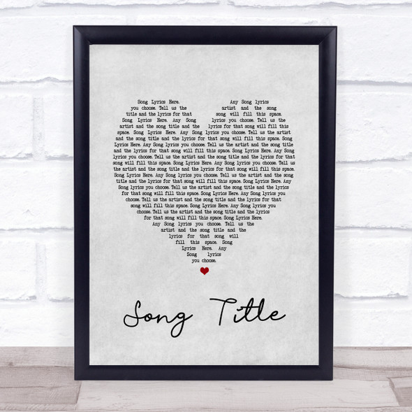 Wiley Grey Heart Any Song Lyrics Custom Wall Art Music Lyrics Poster Print, Framed Print Or Canvas