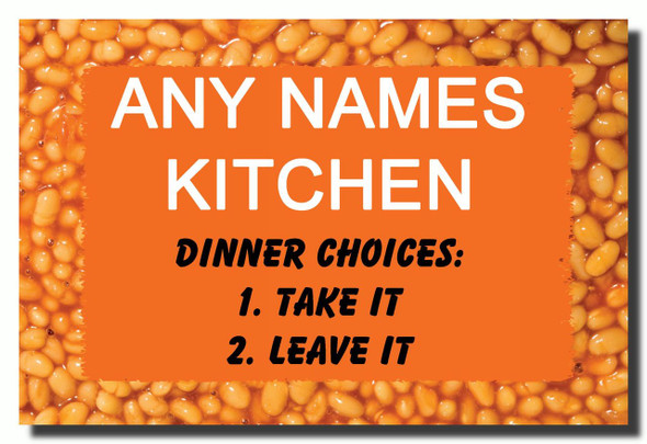 Funny Baked Beans Kitchen Personalised Jumbo Fridge Magnet