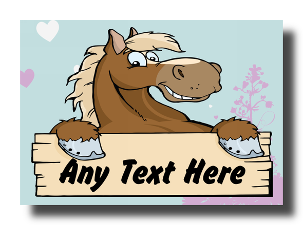 Aqua Cartoon Horse Personalised Jumbo Fridge Magnet