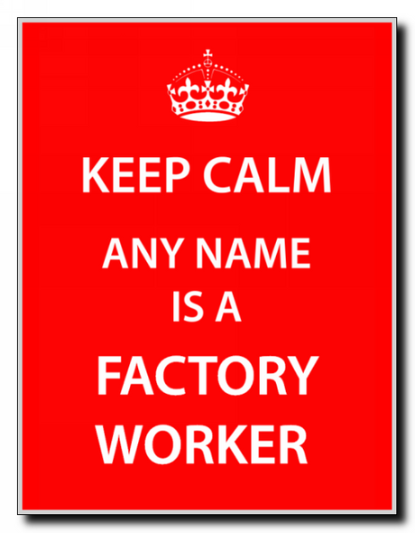 Factory Worker Personalised Keep Calm Jumbo Magnet