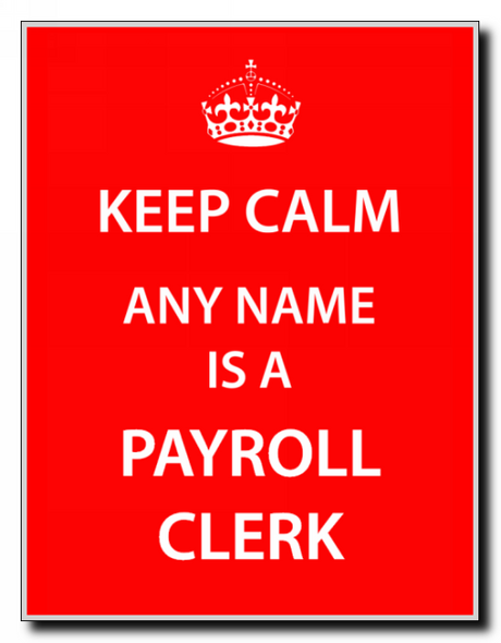 Payroll Clerk Personalised Keep Calm Jumbo Magnet